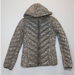 Michael kors womens small down jacket packable hoodie jacket leopard